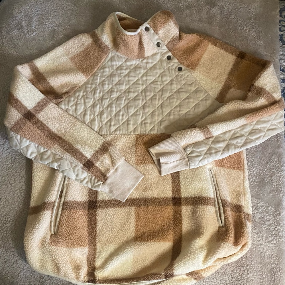 Pink Lilly Plaid Button-Up Women Sweater. Sz XL